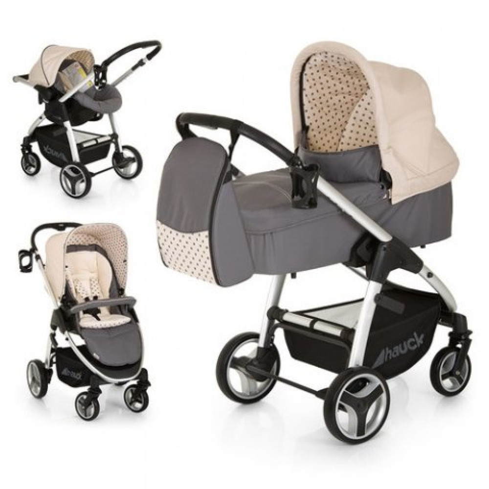 Коляска 3 в 1 Hauck Lacrosse Trioset Dots Grey (Хаук лакроссу Тріосет Дотс Грей)