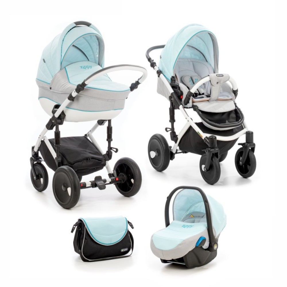 Коляска 3 в 1 Tutis Viva 041 Milky Blue-Neutral Grey (Тутіс Віва Сіро-блакитна)