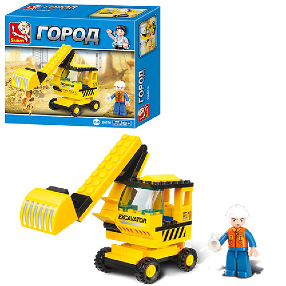 Конструктор Sluban Город, экскаватор, 62 детали (M38-B0176)