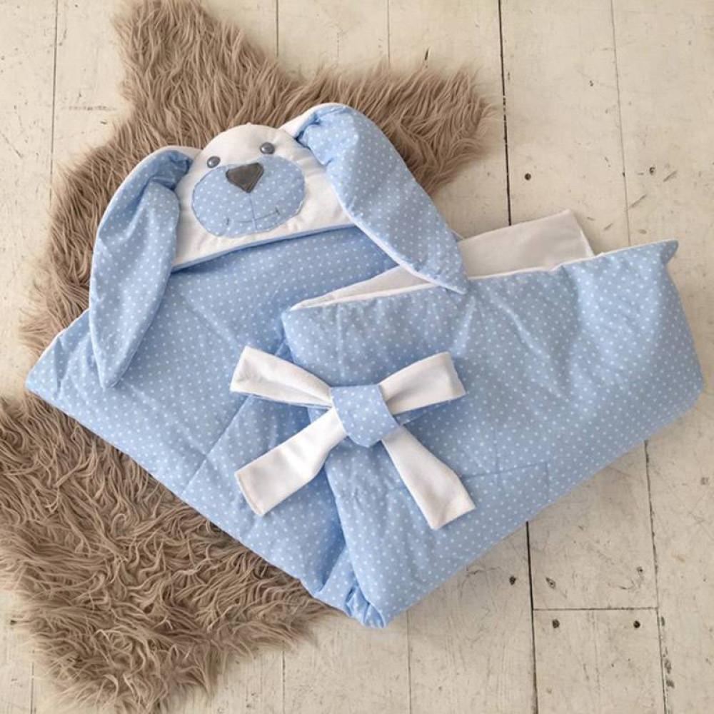 Конверт-одеяло на выписку MagBaby Мамина Зайка голубой