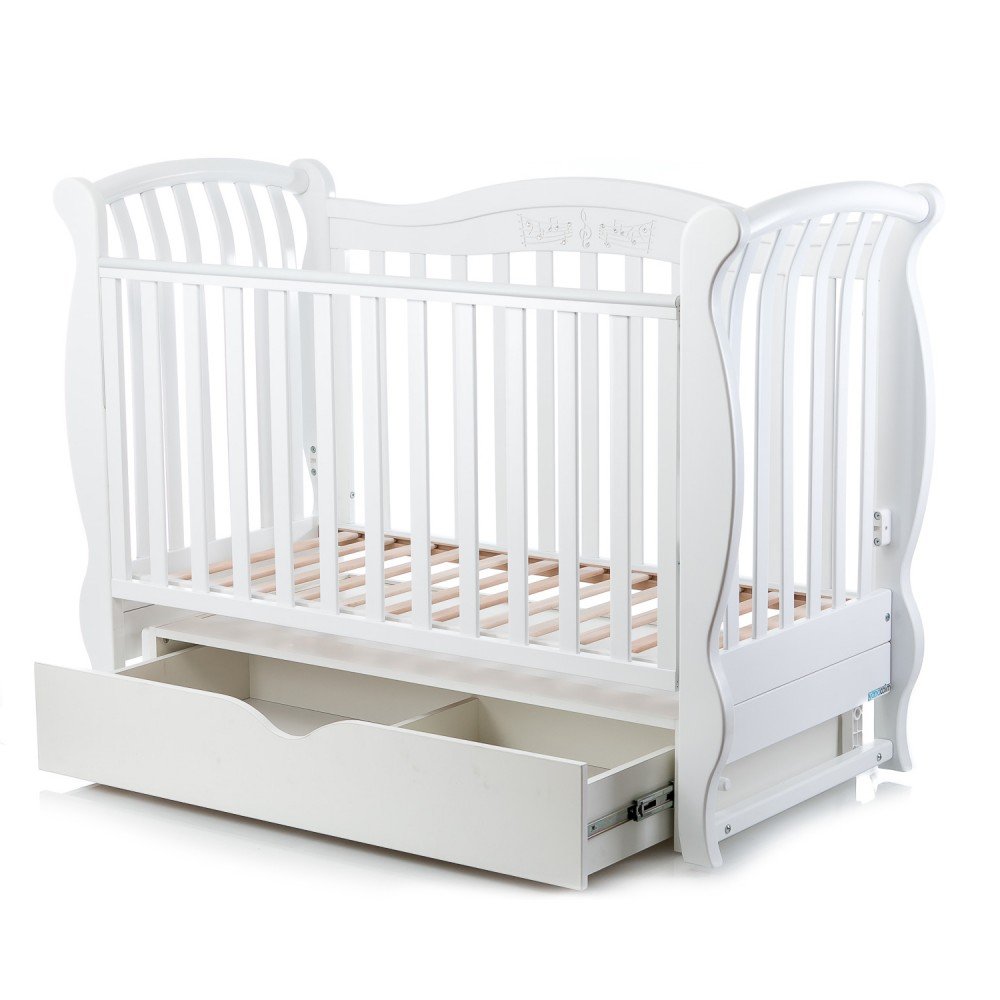 Ліжечко з ящиком Mioobaby Sinfonia White