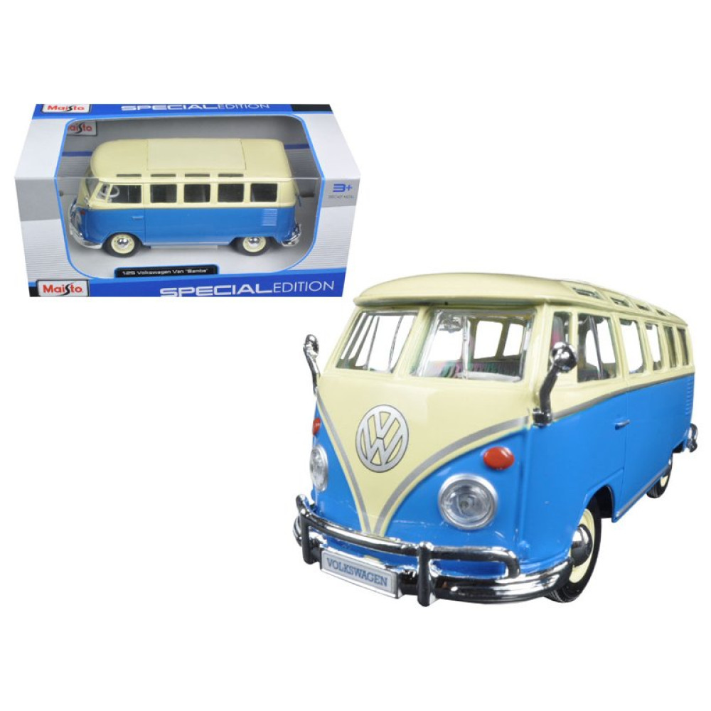 Машинка Maisto VolKswagen Van Samba 1:25 (серо-кремовый 38153)