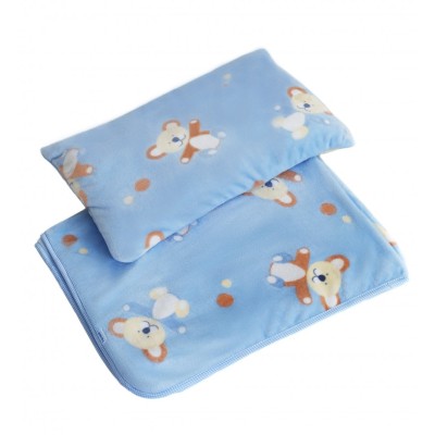 Плед и подушка Twins Мишка голубые (6945)