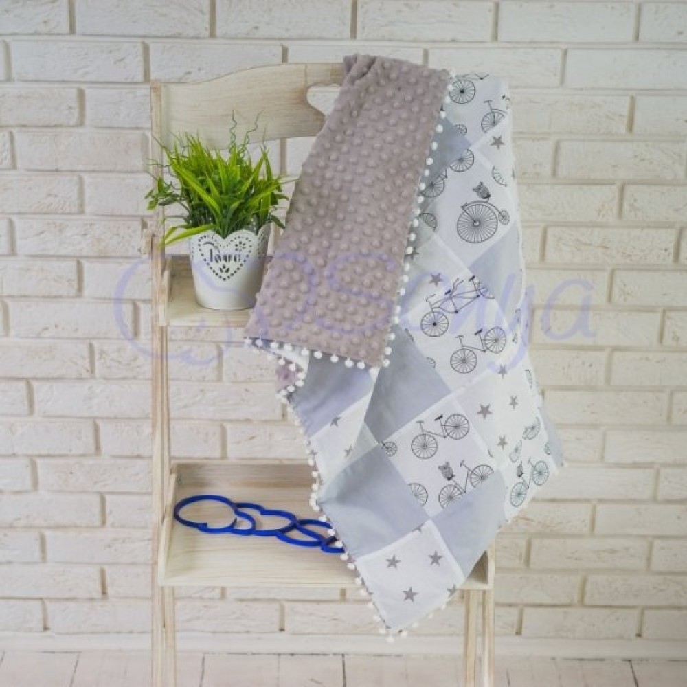 Плед Маленькая Соня Minky Велосипеды лоскутный