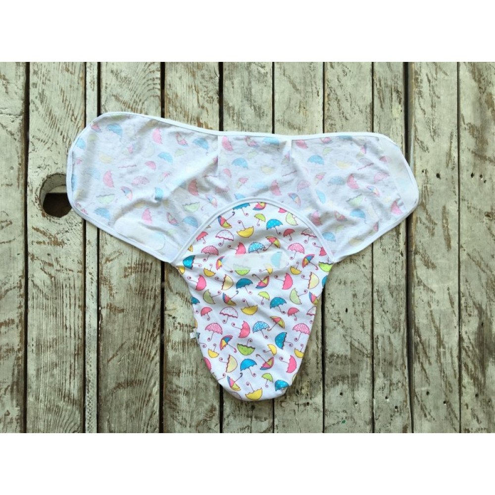 Пелюшка кокон на липучках + шапочка MagBaby Парасольки (3-6 міс.)