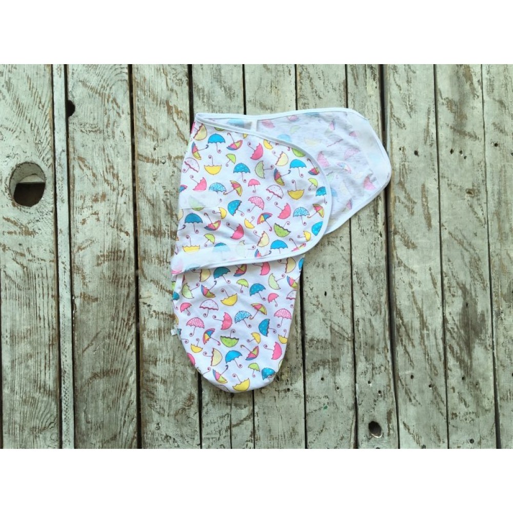 Пелюшка кокон на липучках + шапочка MagBaby Парасольки (3-6 міс.)