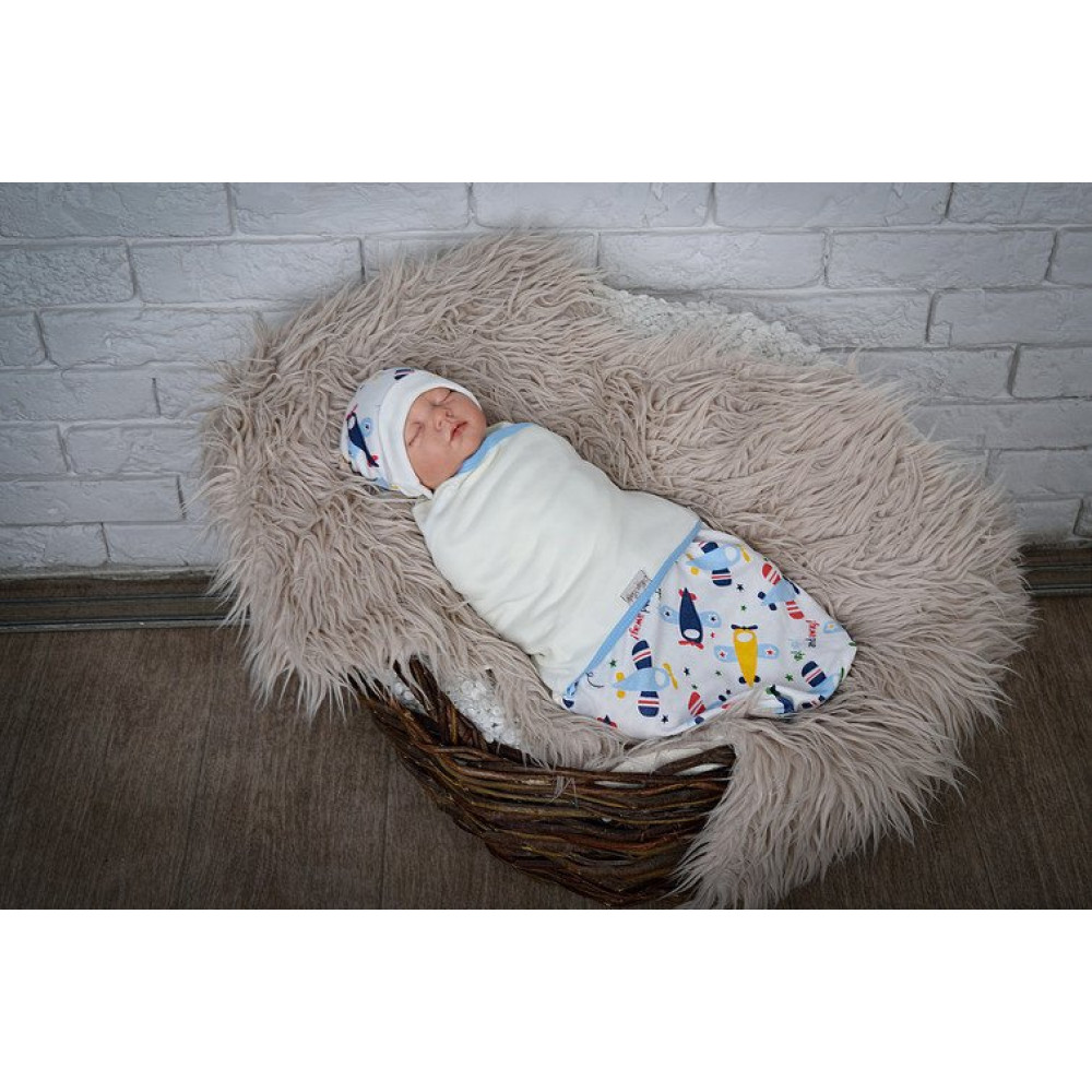 Пелюшка кокон на липучках + шапочка MagBaby Політ (0-3 міс.)