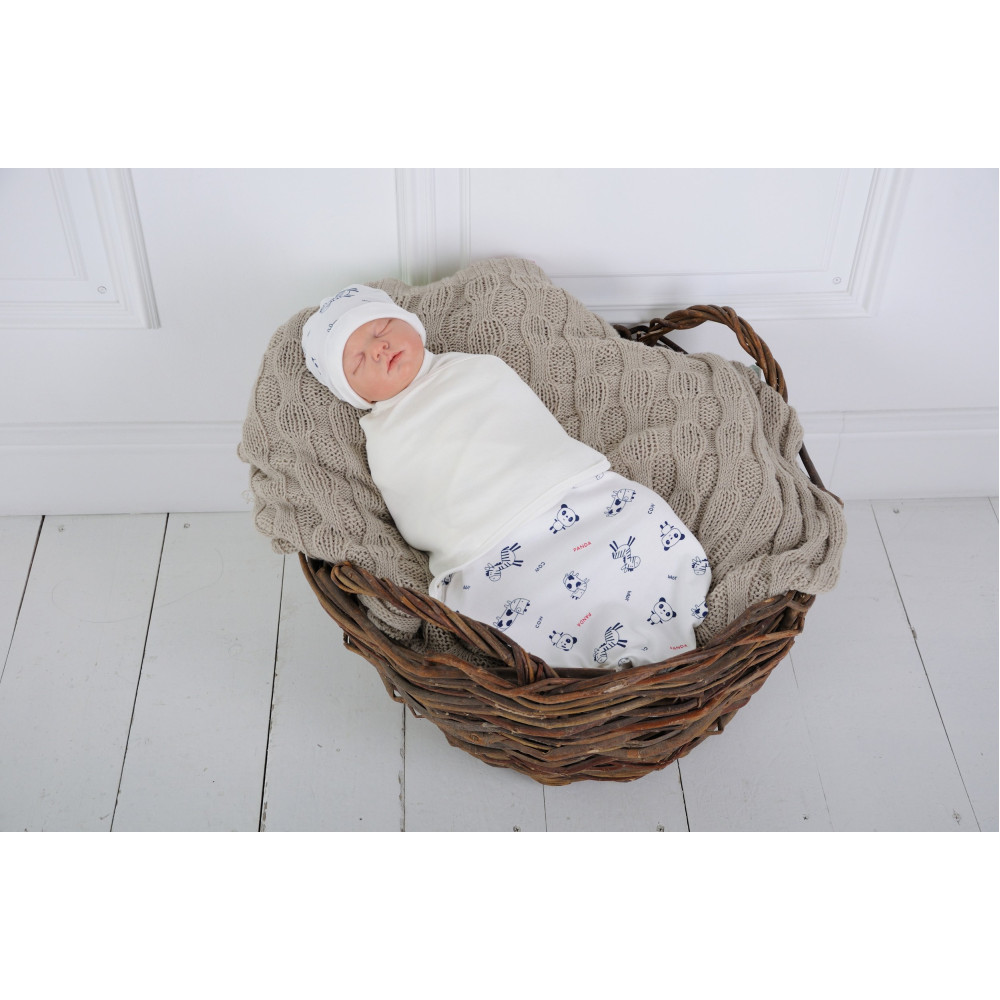 Пелюшка кокон на липучках + шапочка MagBaby Зебра (0-3 міс.)