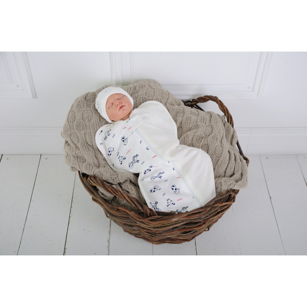 Євро пелюшка кокон на блискавці Half + шапочка MagBaby Зебра (0-3 міс.)