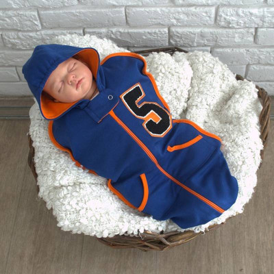 Пелюшка кокон з начісом на блискавці Its a five MagBaby синя (0-3 міс.)