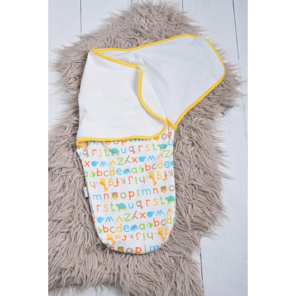 Пелюшка кокон на липучках + шапочка MagBaby Азбука (0-3 міс.)