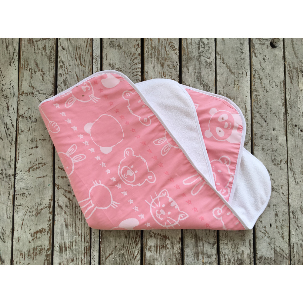 Непромокаемая пеленка MagBaby Мишка и Друзья розовая 60x80