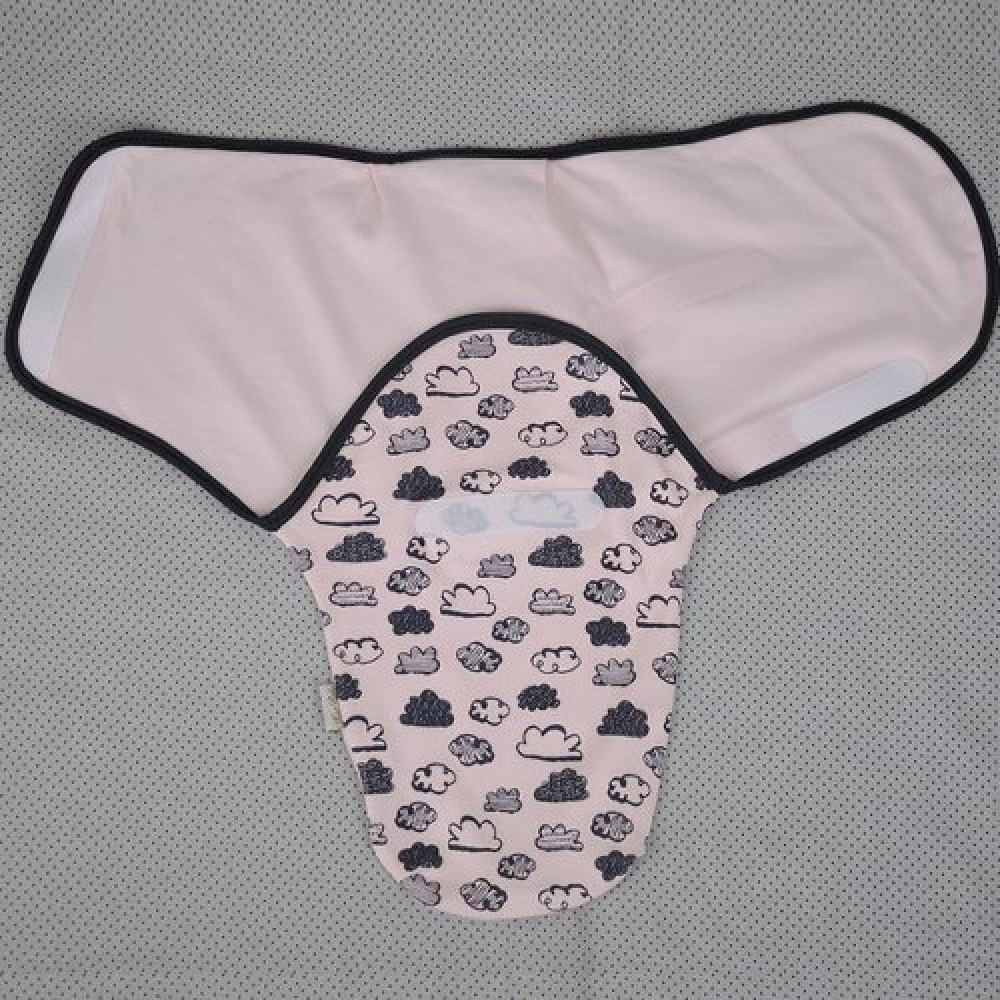 Пеленка кокон на липучках + шапочка MagBaby Облачка розовые (0-3 мес.)