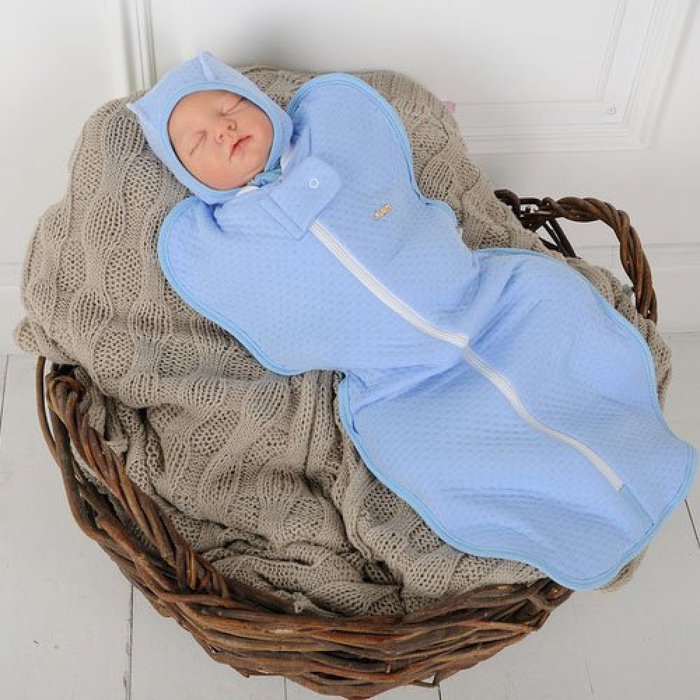 Пелюшка кокон на блискавці MagBaby Капітоні блакитна (3-6 міс.)