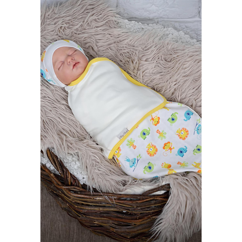 Пеленка кокон на липучках + шапочка MagBaby Лева и Ко (0-3 мес.)