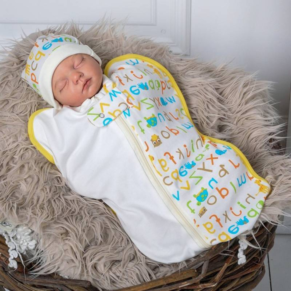 Євро пелюшка кокон на блискавці Half + шапочка MagBaby Азбука (3-6 міс.)