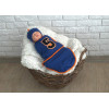 Пеленка кокон на липучках Its a five MagBaby + шапочка MagBaby синяя (0-3 мес.)