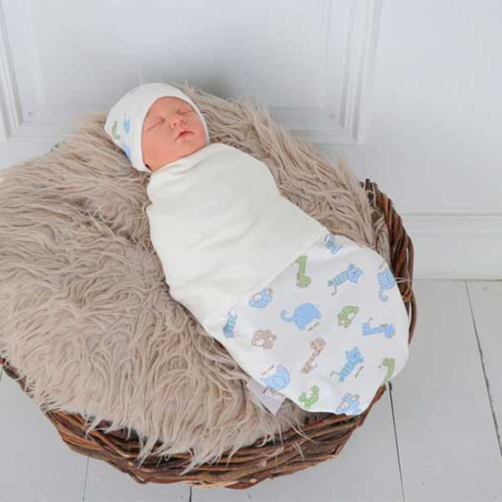 Пеленка кокон на липучках + шапочка MagBaby Граффити (0-3 мес.)