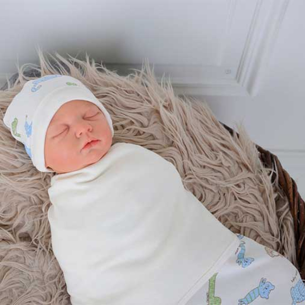 Пеленка кокон на липучках + шапочка MagBaby Граффити (0-3 мес.)