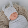 Пелюшка кокон на липучках + шапочка MagBaby Wind, сірий меланж (0-3 міс.)