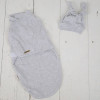 Пелюшка кокон на липучках + шапочка MagBaby Wind, сірий меланж (0-3 міс.)