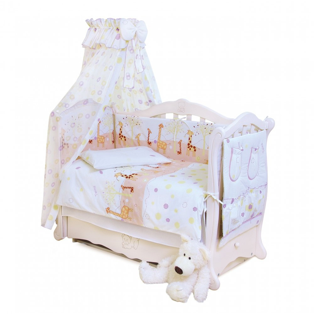 Постільний комплект Twins Comfort С-024 Жирафи бежево-білий
