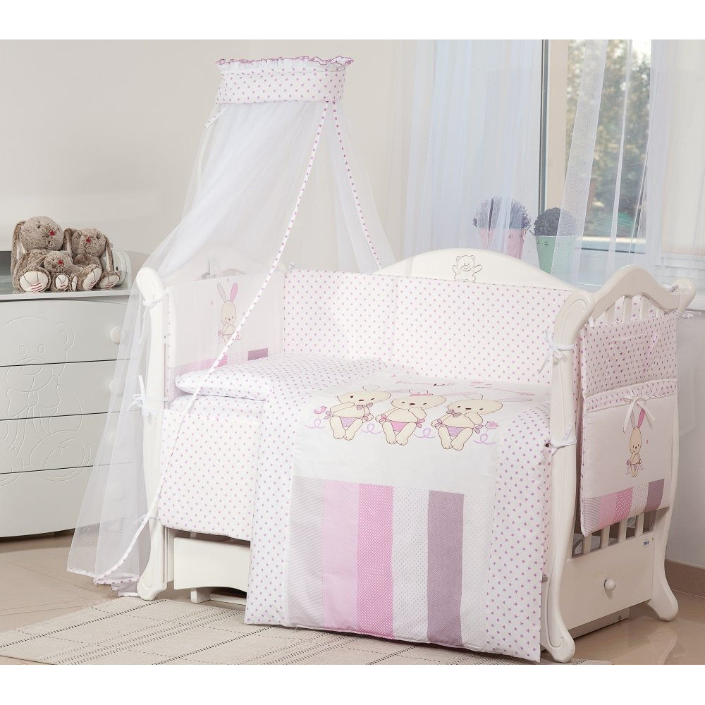 Постільний комплект Twins Dolce D-002 Друзі зайці рожевий