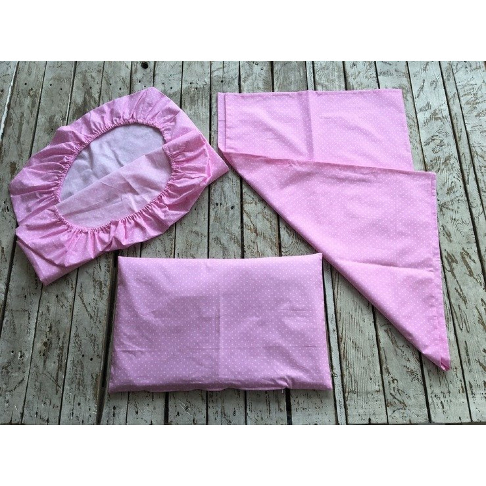 Постельное белье в кроватку MagBaby Розовое в горошек