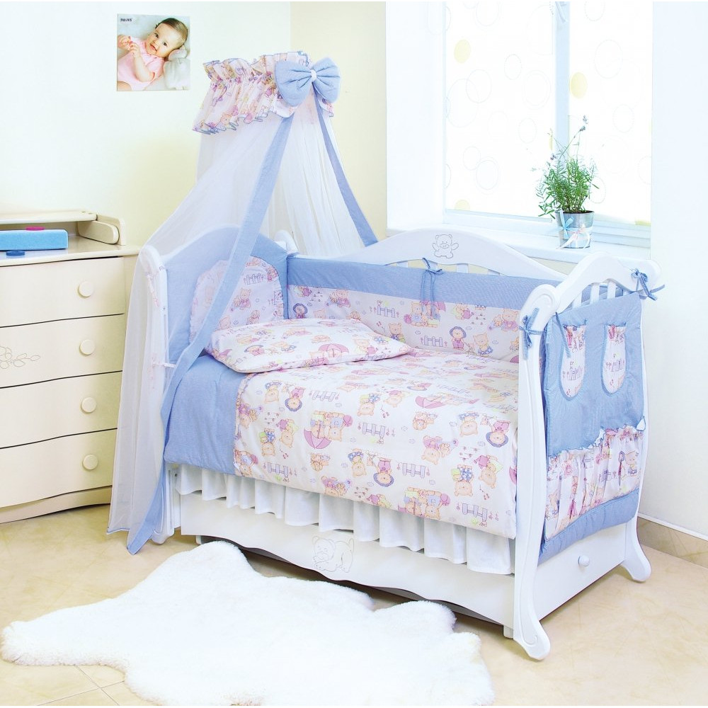Постільний комплект Twins Standart С-015 Пухнасті ведмедики блакитний