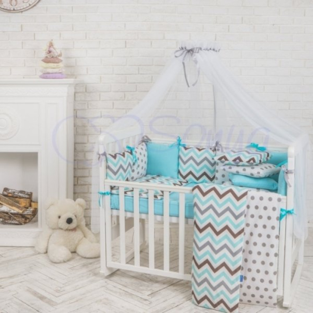 Комплект Маленькая Соня Baby Design Premium индиго голубой 7 предметов