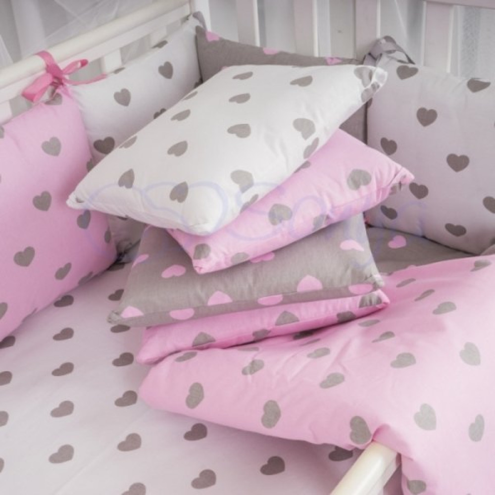 Комплект Маленькая Соня Baby Design серо-розовые сердца 7 предметов