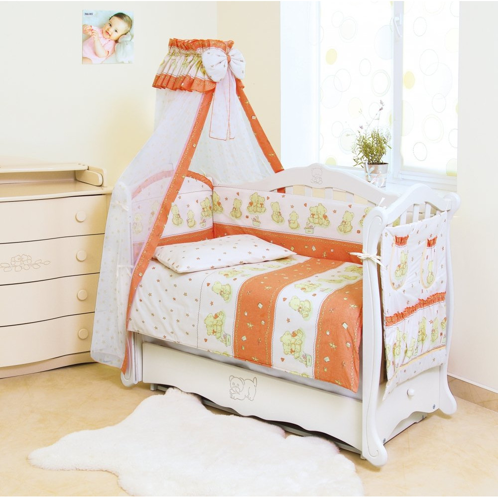 Постільний комплект Twins Comfort С-018 Ведмедики з зірками теракотовий