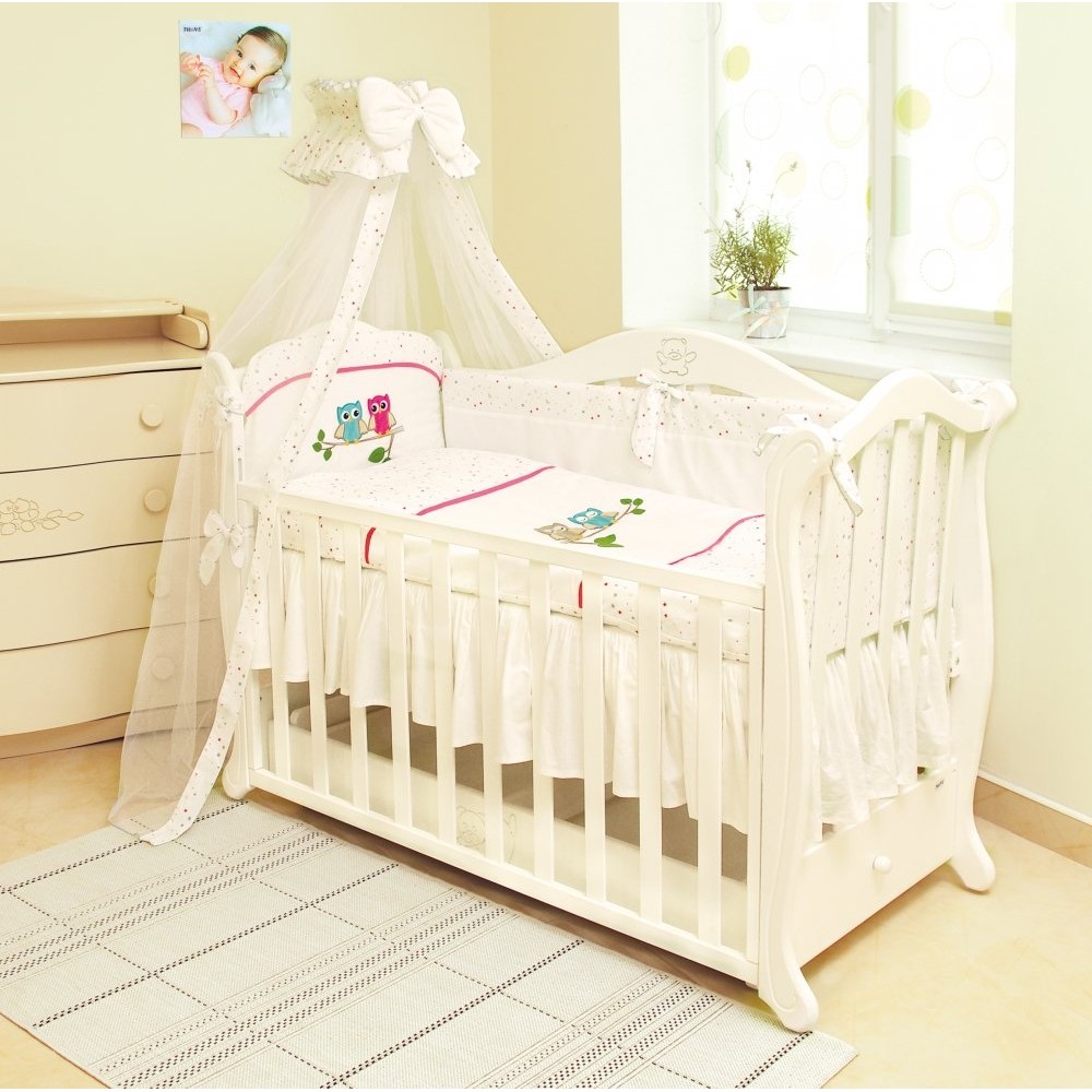 Постельный комплект Twins Evolution А-020 Сова бело-розовый 7 предметов