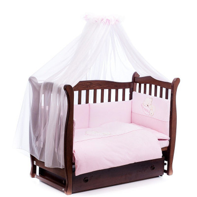 Постельный комплект Mioobaby Sleeping Bear 18 розовый 7 предметов