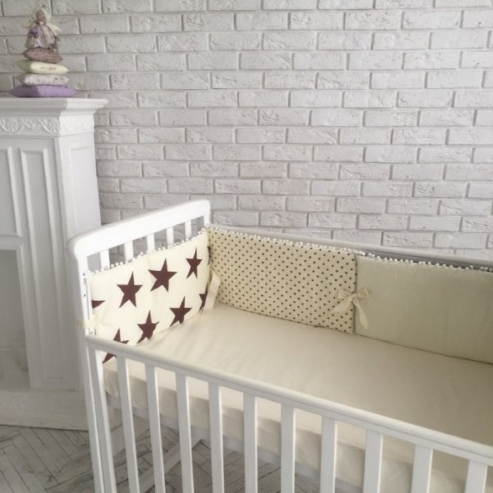 Захисний бортик в ліжечко Маленька Соня Comfort Зірки шоколадний