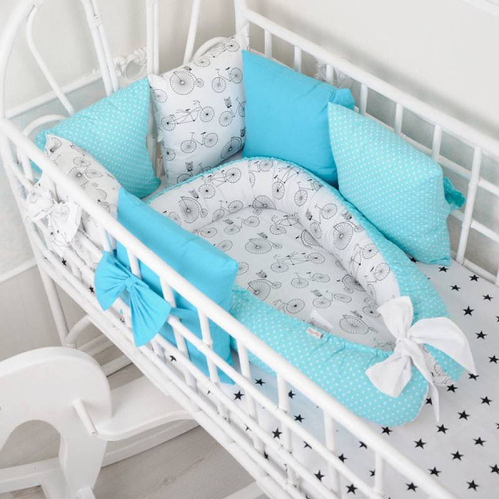 Комплект бортиков в кроватку + простынь MagBaby Классик Велосипеды