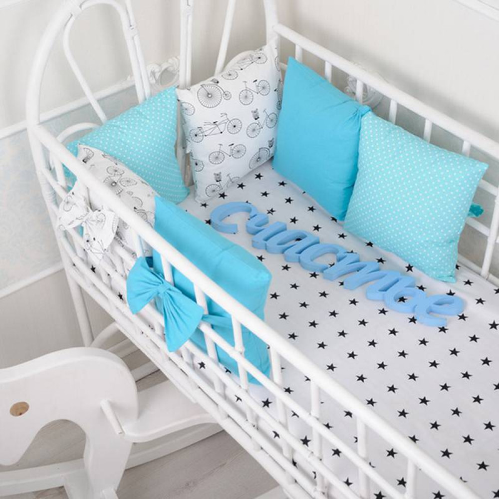 Комплект бортиков в кроватку + простынь MagBaby Классик Велосипеды