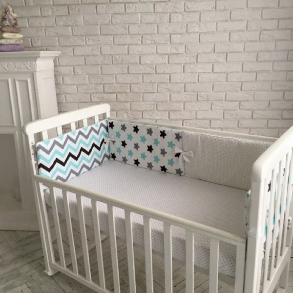 Бортик-защита в кроватку Маленькая Соня Comfort Пряники голубой