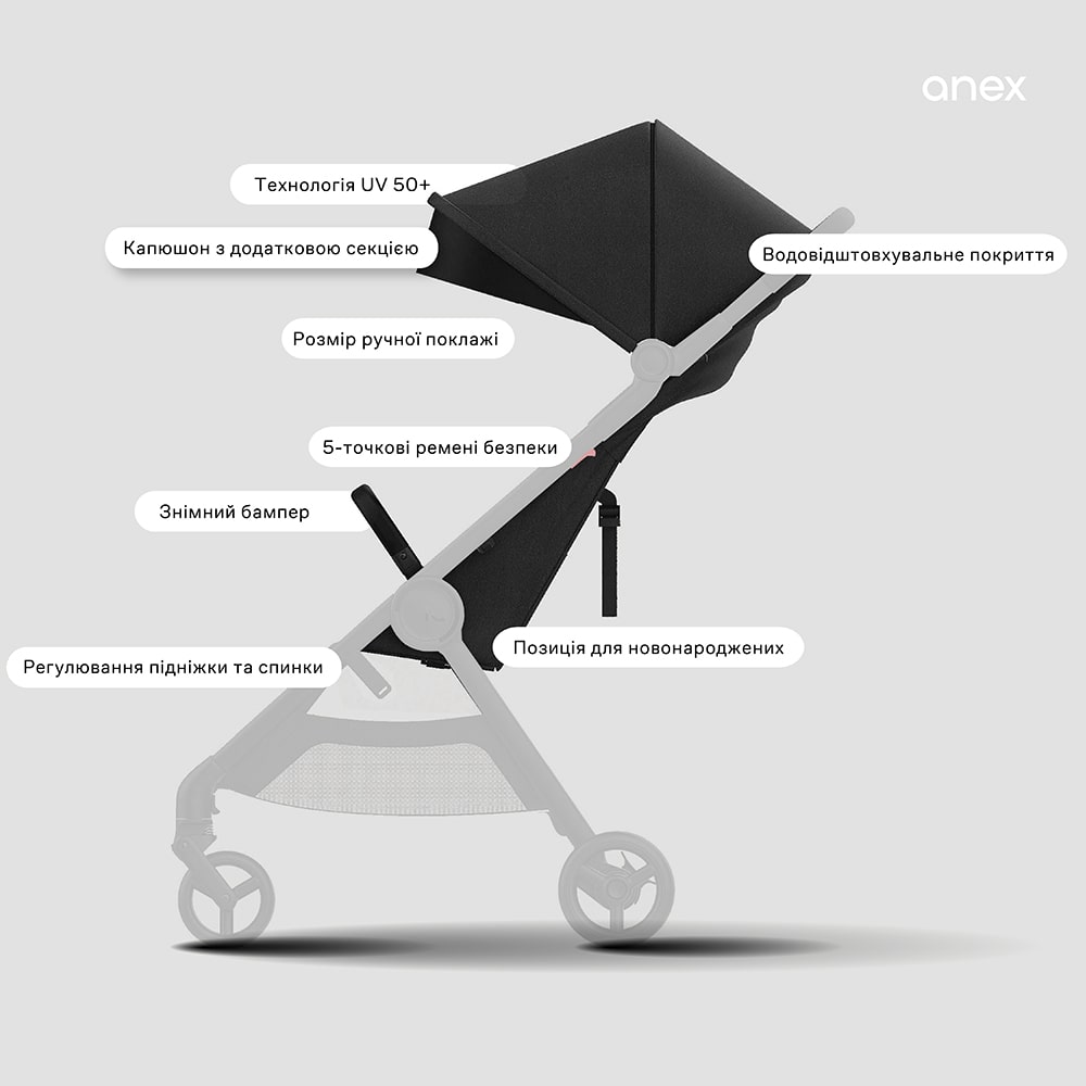 Anex iQ Basic детская коляска 2в1 с прогулочной коляской для путешествий в комплекте