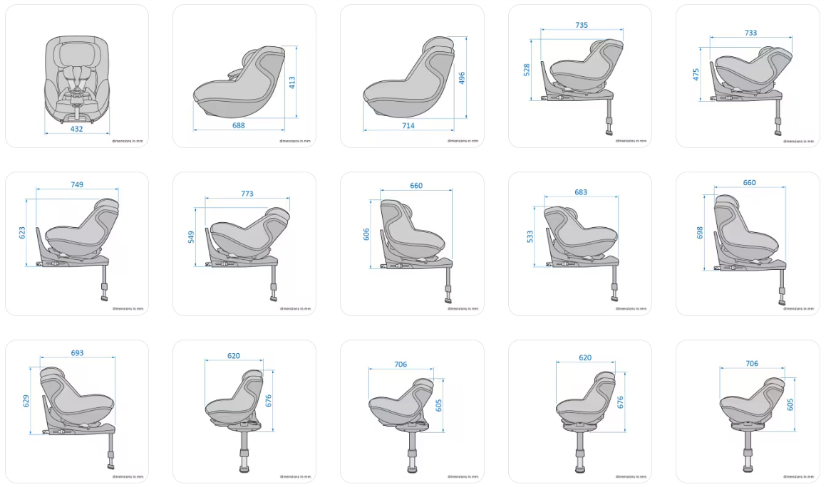 Розміри автокрісла Maxi-Cosi Pearl 360 Pro