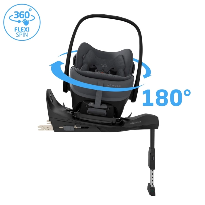 Поворот крісла однією рукою, Maxi-Cosi Pebble Slide Pro - автокрісло для немовля, автолюлька (від 0 до 24 місяців / 40 - 87 см) • Sapphire Sand
