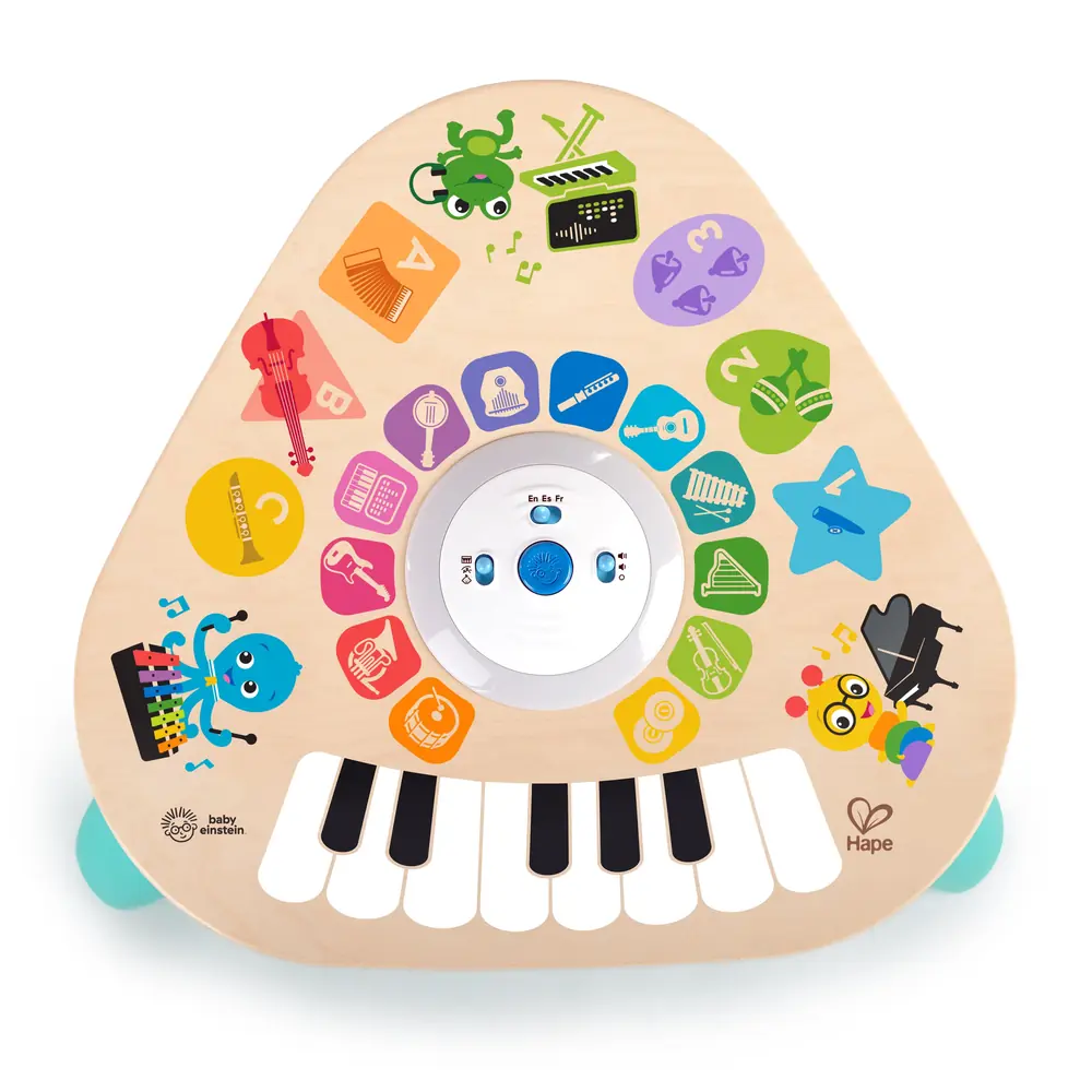 Деревʼяна поверхня столика Baby Einstein Clever Composer Tune Table Magic Touch з інструментами, вид зверху