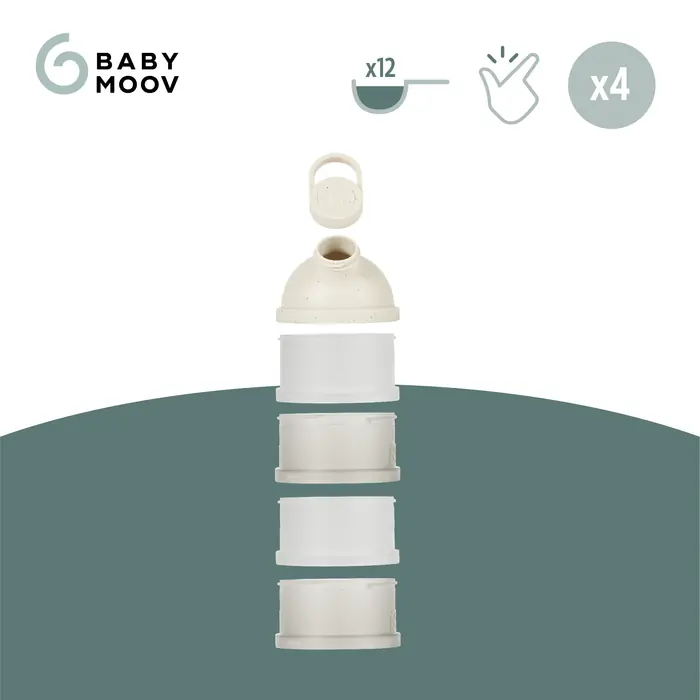 4 герметичных отделения, Babymoov Babydose - дозатор сухой молочной смеси, 4 x 60 мл • Mineral Green