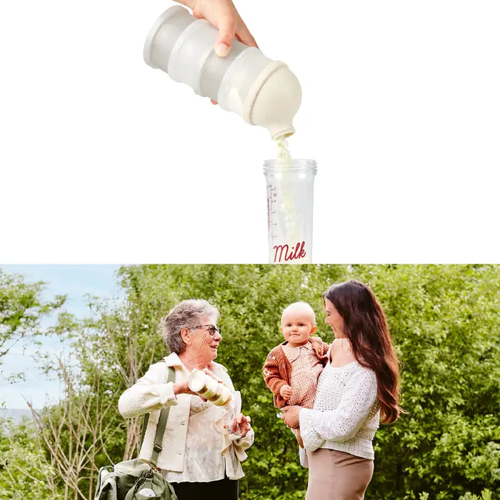 Эргономичный носик, Babymoov Babydose - дозатор сухой молочной смеси, 4 x 60 мл • Mineral Green