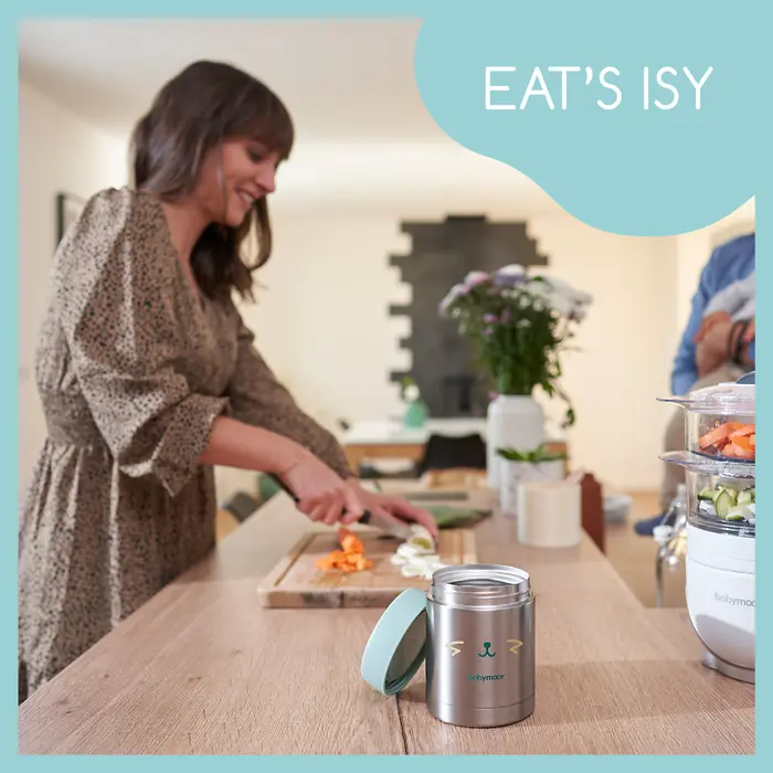 Герметичная винтовая крышка, Babymoov EAT'S ISY - термос для детского питания из нержавеющей стали, 350 мл • Mint