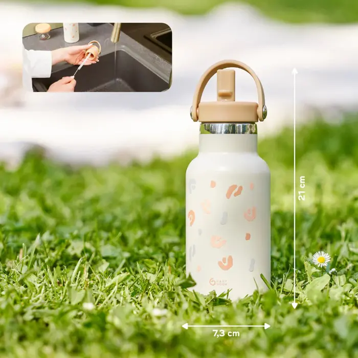 Компактный и прочный, Babymoov Little Explorer - детский термос с трубочкой из нержавеющей стали, 350 мл • Ivory