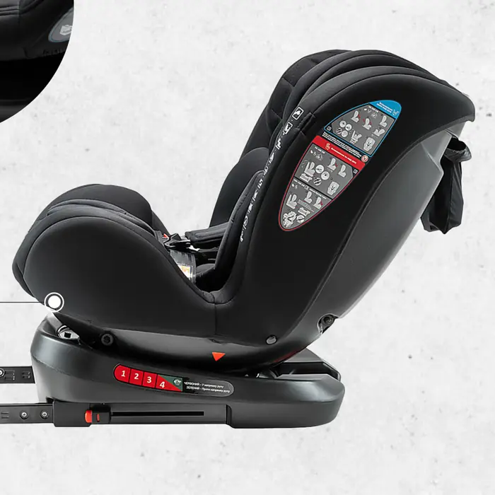4 положения наклона, Bair i-Drive 360 - автокресло для детей (с рождения до 12 лет / 40 - 150 см), поворотное (360°), крепление ISOFIX • CB-04 Choco-Black