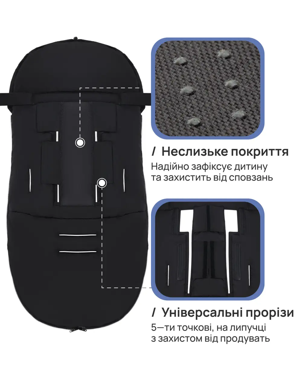 Нескользящее покрытие и универсальные прорези, Bair Iceberg - зимний конверт (0-3 года, до -25 °C) • Milk Chocolate (681721)