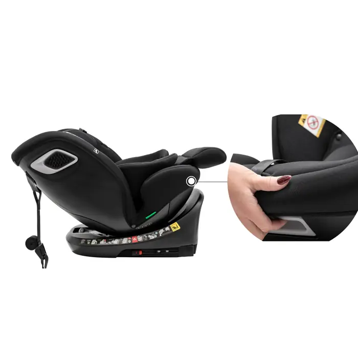 Регулировка наклона спинки, Bair Oreo 360 i-Size - детское автокресло (0 - 12 лет / 40 - 150 см) с функцией поворота 360, крепление ISOFIX и Top Tether • Black-Green (BO-05)