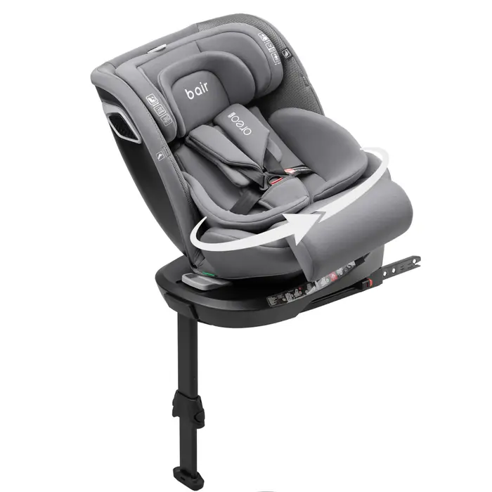 Поворотная база ISOFIX 360°, Bair Oreo Pro 360 i-Size - детское автокресло с функцией поворота 360, крепление ISOFIX и опорная нога • Total Black (OP-01)